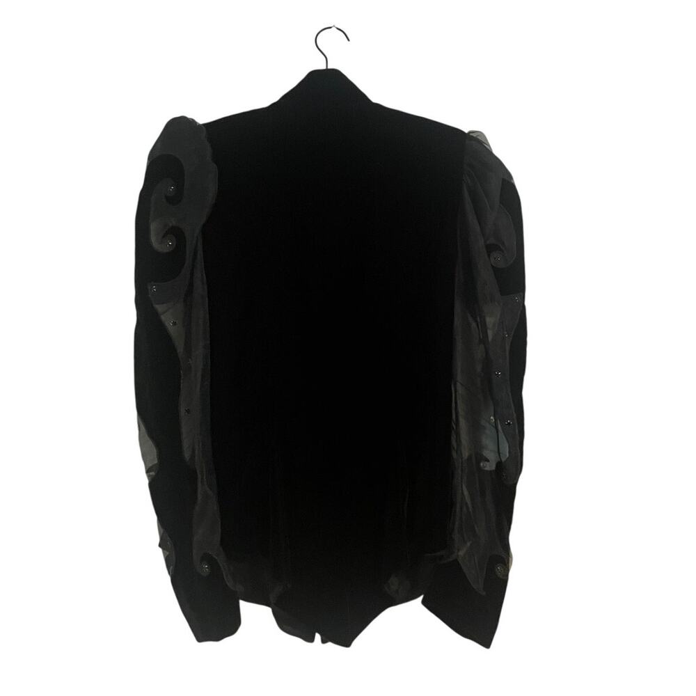 CACHÉ Karen Okada Velvet Jacket Sheer Puff Sleeve Avant Garde Goth Sz 10 Vintage - Picture 3 of 8